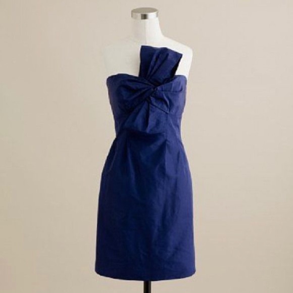 🎀 New JCrew 10 Large Bow Monde Couture Dress Silk Taffeta Pacific Blue Cocktail - Picture 2 of 6